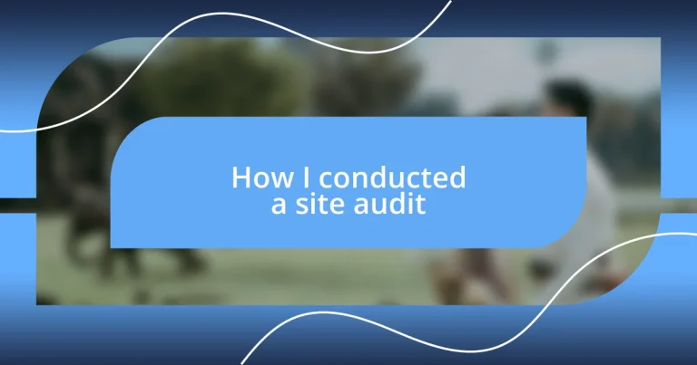 How I conducted a site audit