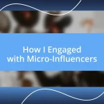 How I Engaged with Micro-Influencers