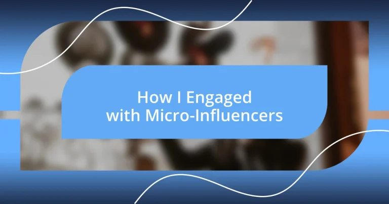 How I Engaged with Micro-Influencers