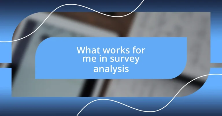 What works for me in survey analysis